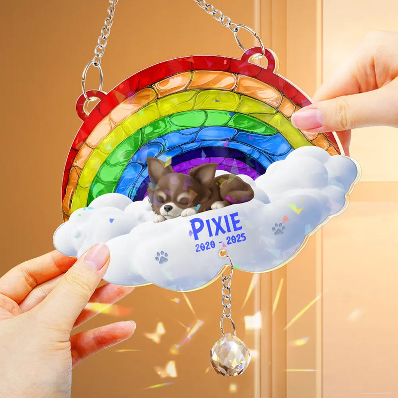 Over The Rainbow Bridge - Personalized Rainbow Suncatcher With Crystal Ball Prism
