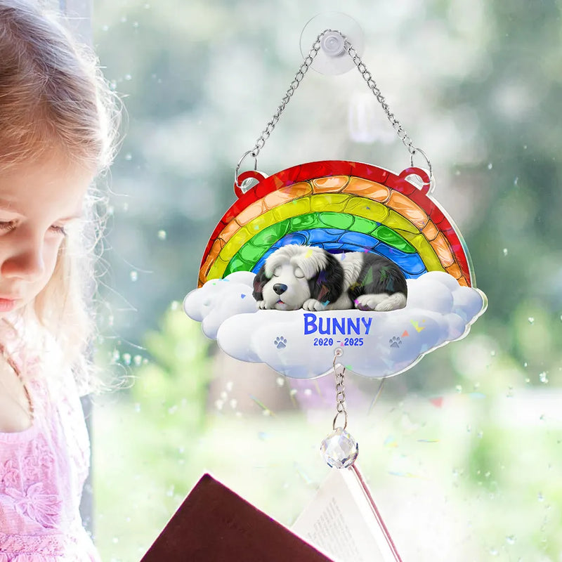 Over The Rainbow Bridge - Personalized Rainbow Suncatcher With Crystal Ball Prism