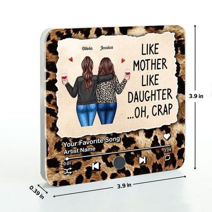 Like Mother Like Daughter Leopard Pattern Personalized Music Fridge Magnet, Funny Mother's Day Gift for Mom, Gift for her