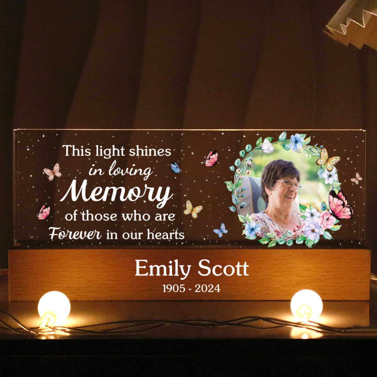 This Light Shines In Loving Memorial Of Those We Love Memorial Sympathy Keepsake, Personalized LED Night Light