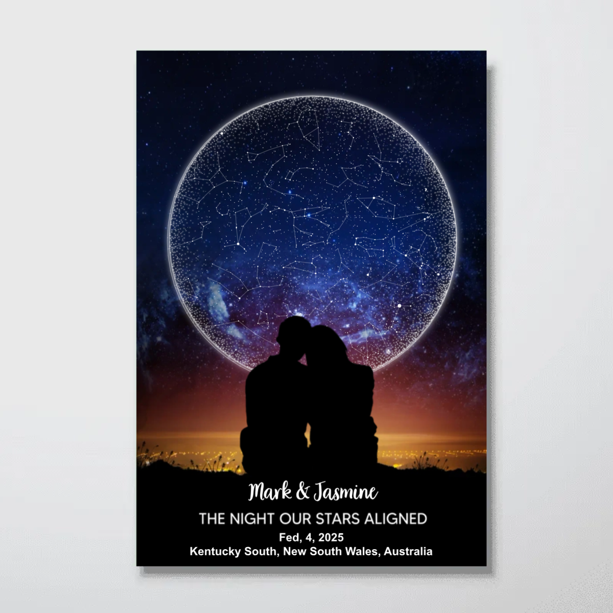 Custom Star Map Couple Under Sky Poster, Capture the Precious Moment, The Night We Met Couple Anniversary Gift, Wedding Gift, Constellation Print, Real Astronomical Data