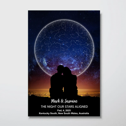 Custom Star Map Couple Under Sky Poster, Capture the Precious Moment, The Night We Met Couple Anniversary Gift, Wedding Gift, Constellation Print, Real Astronomical Data