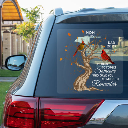 Hard To Forget Someone Cardinal Family Memorial Remembrance Personalized Decal