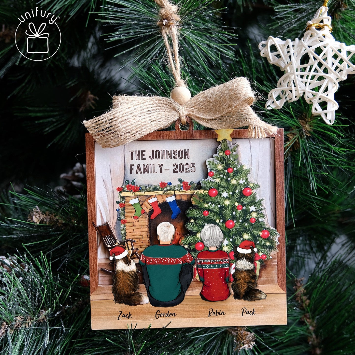 Personalized 3D Christmas Wooden Ornament - Christmas Gifts For Family, Dog Cat Lovers