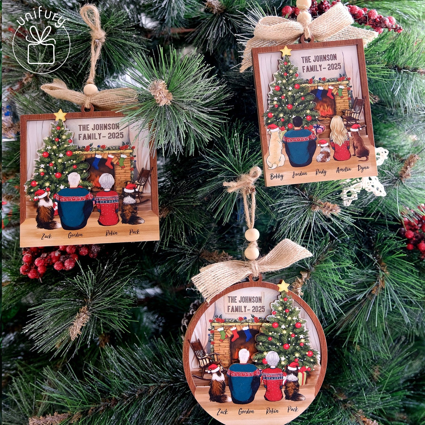 Personalized 3D Christmas Wooden Ornament - Christmas Gifts For Family, Dog Cat Lovers