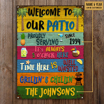 Patio Welcome Grilling Chilling Custom Classic Metal Signs, Patio Decorations, Outdoor Decorating Ideas