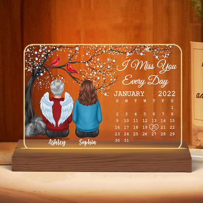 Blossom Tree Always With You Memorial Sympathy Date Calendar Personalized Horizontal Rectangle Plaque With LED Night Light