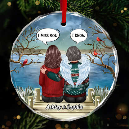 Memorial I Miss You Back View Personalized Glass Ornament, Memorial Gift, Remembrance Gift