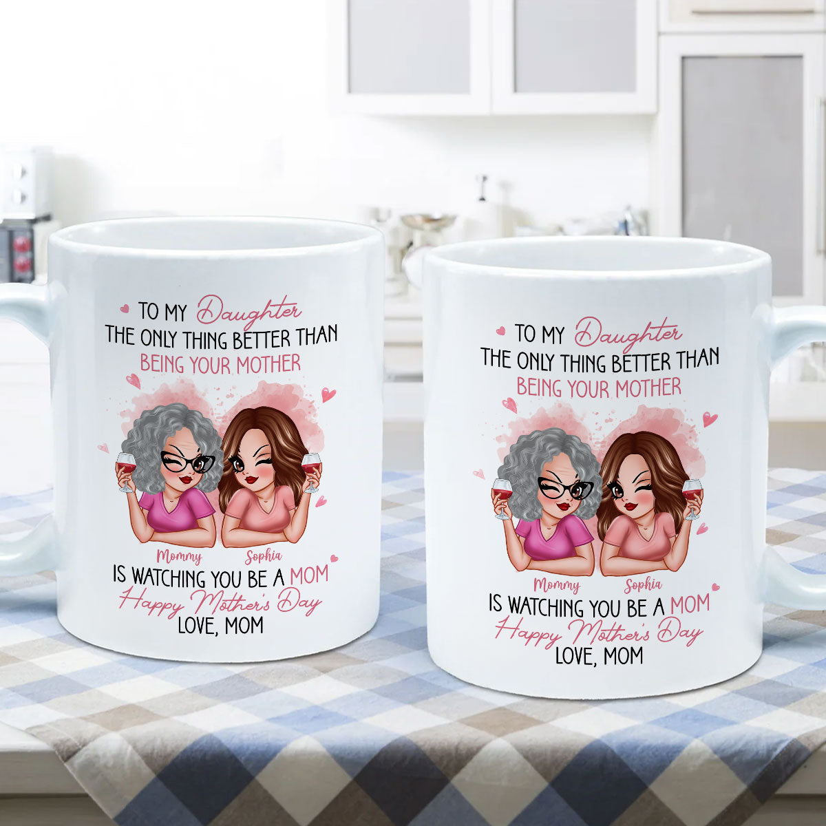 Pink Tone To My Daughter From Mom Happy Mother's Day Personalized Mug, Mother's Day Gift For Daughter