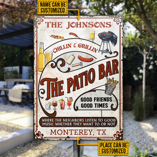 Personalized Patio Grilling Red Listen To The Good Music Chillin Vertical Custom Classic Metal Signs