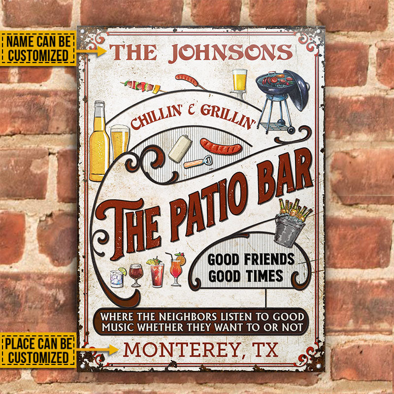 Personalized Patio Grilling Red Listen To The Good Music Chillin Vertical Custom Classic Metal Signs