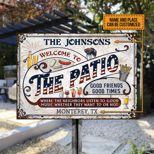 Personalized Patio Grilling Stars Stripes Listen To The Good Music Custom Classic Metal Signs