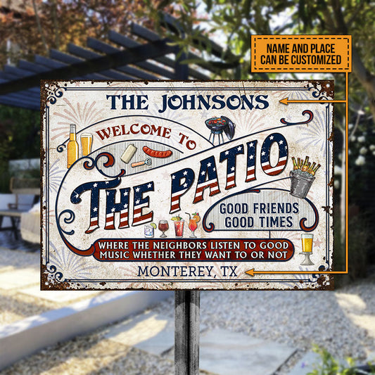 Personalized Patio Grilling Stars Stripes Listen To The Good Music Custom Classic Metal Signs