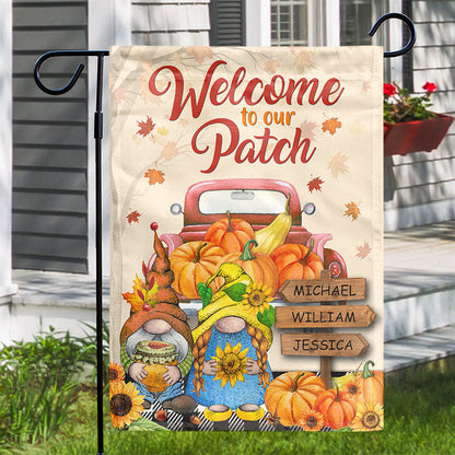 Personalized Family Fall Welcome To Our Patch Custom Flag, Fall Garden Decor, Family Gift