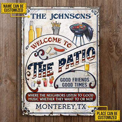 Personalized Patio Grilling Stars Stripes Listen To The Good Music Vertical Custom Classic Metal Signs