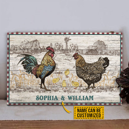 Personalized Chicken Couple Live Customized Wood Rectangle Sign