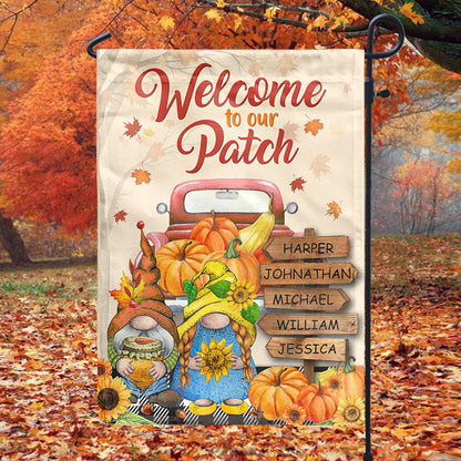 Personalized Family Fall Welcome To Our Patch Custom Flag, Fall Garden Decor, Family Gift