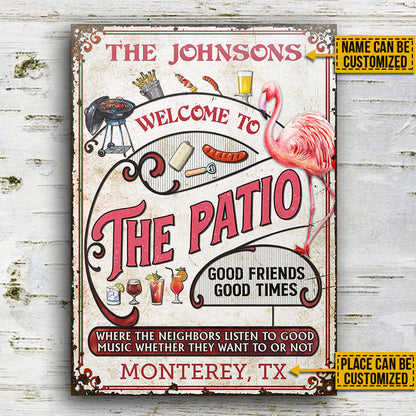Personalized Patio Grilling Flamingo Listen To The Good Music Vertical Custom Classic Metal Signs