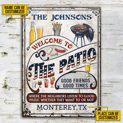 Personalized Patio Grilling Stars Stripes Listen To The Good Music Vertical Custom Classic Metal Signs
