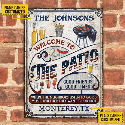 Personalized Patio Grilling Stars Stripes Listen To The Good Music Vertical Custom Classic Metal Signs