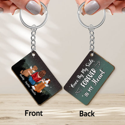 Once By My Side Forever In My Heart Dog Memorial Personalized Wooden Keychain