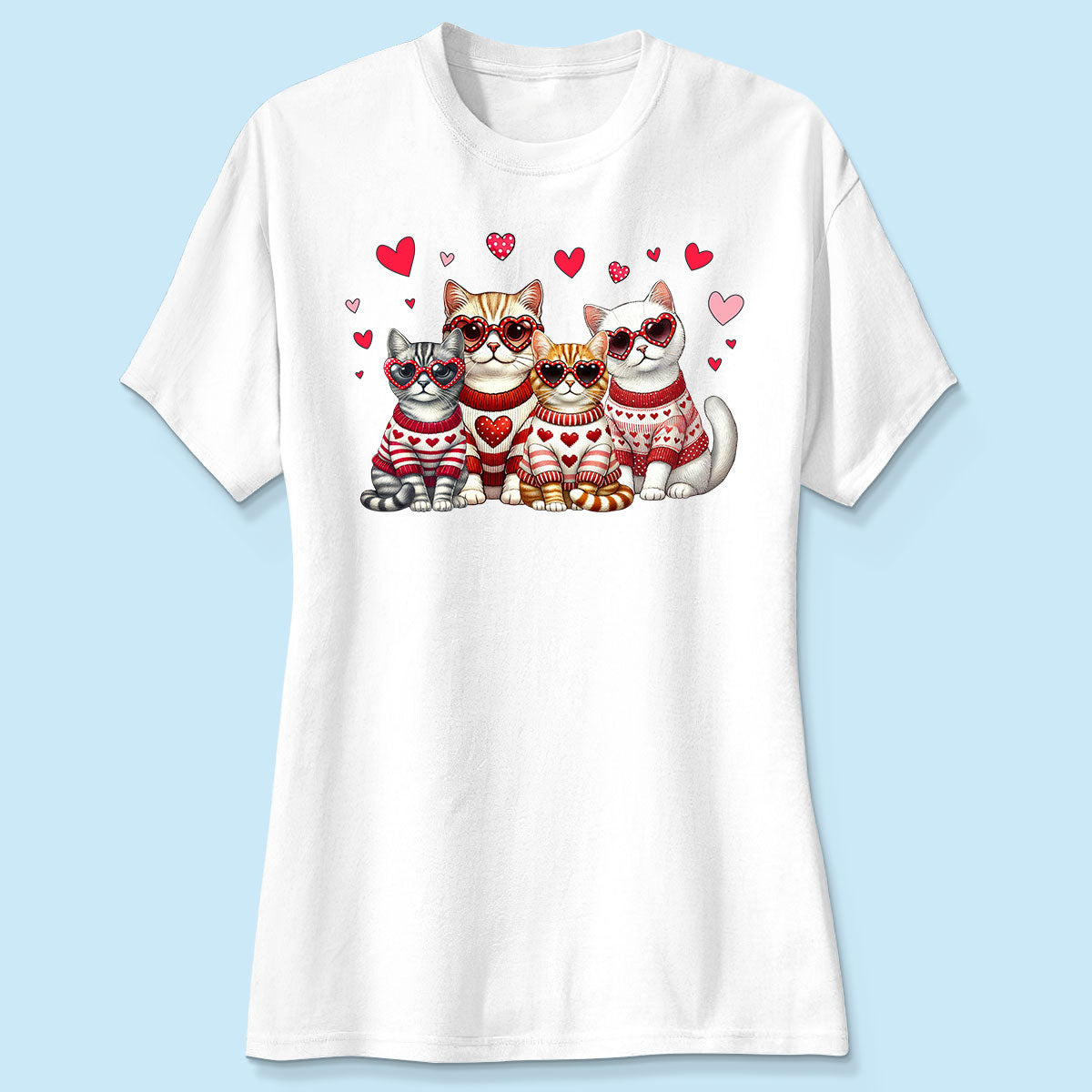 Valentine Cat Mom Personalized Shirt, Trendy Valentine Cat Lover Tee, Gift for Cat Moms Cat Dad