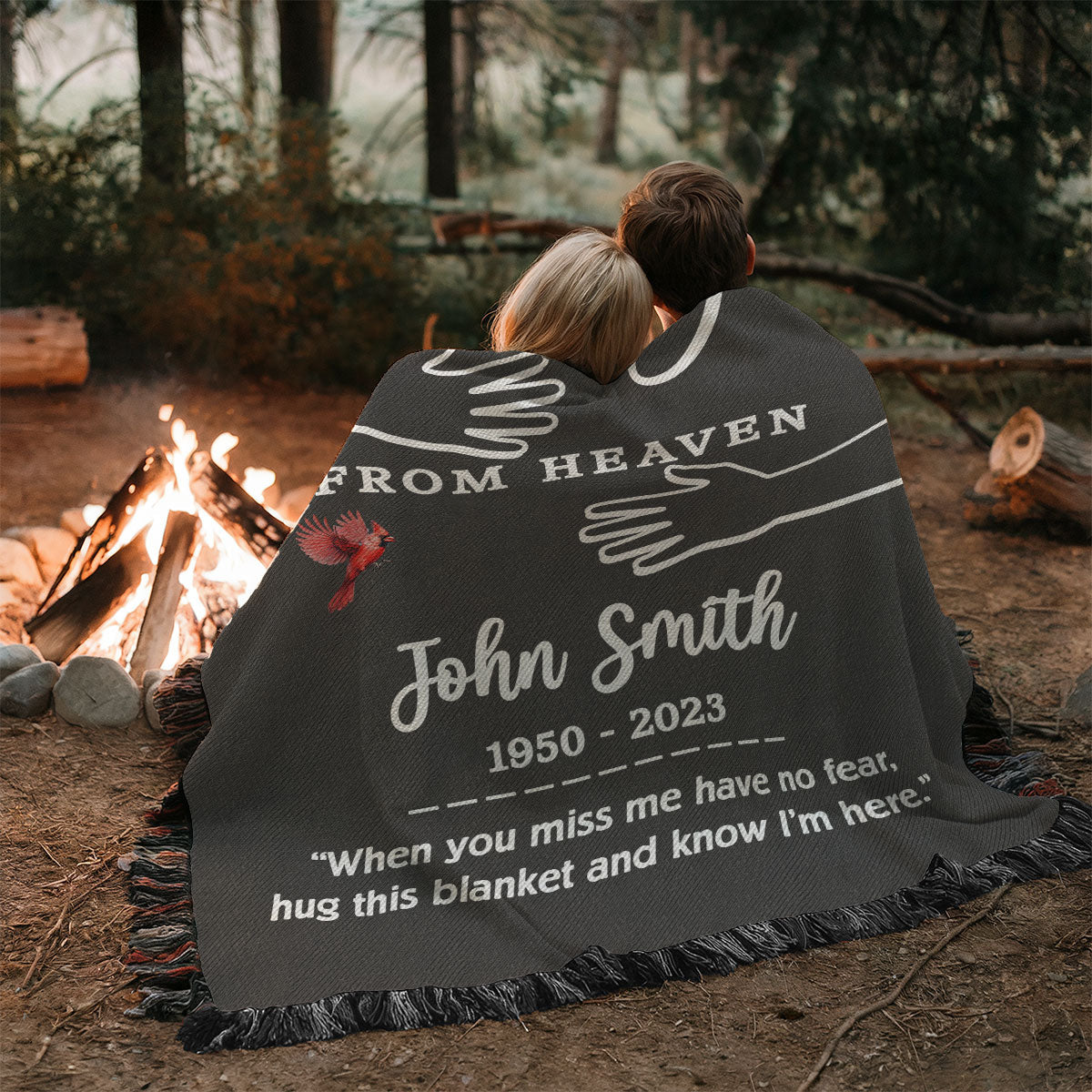 A Hug From Heaven Memorial Keepsake Personalized Tapestry Woven Blanket