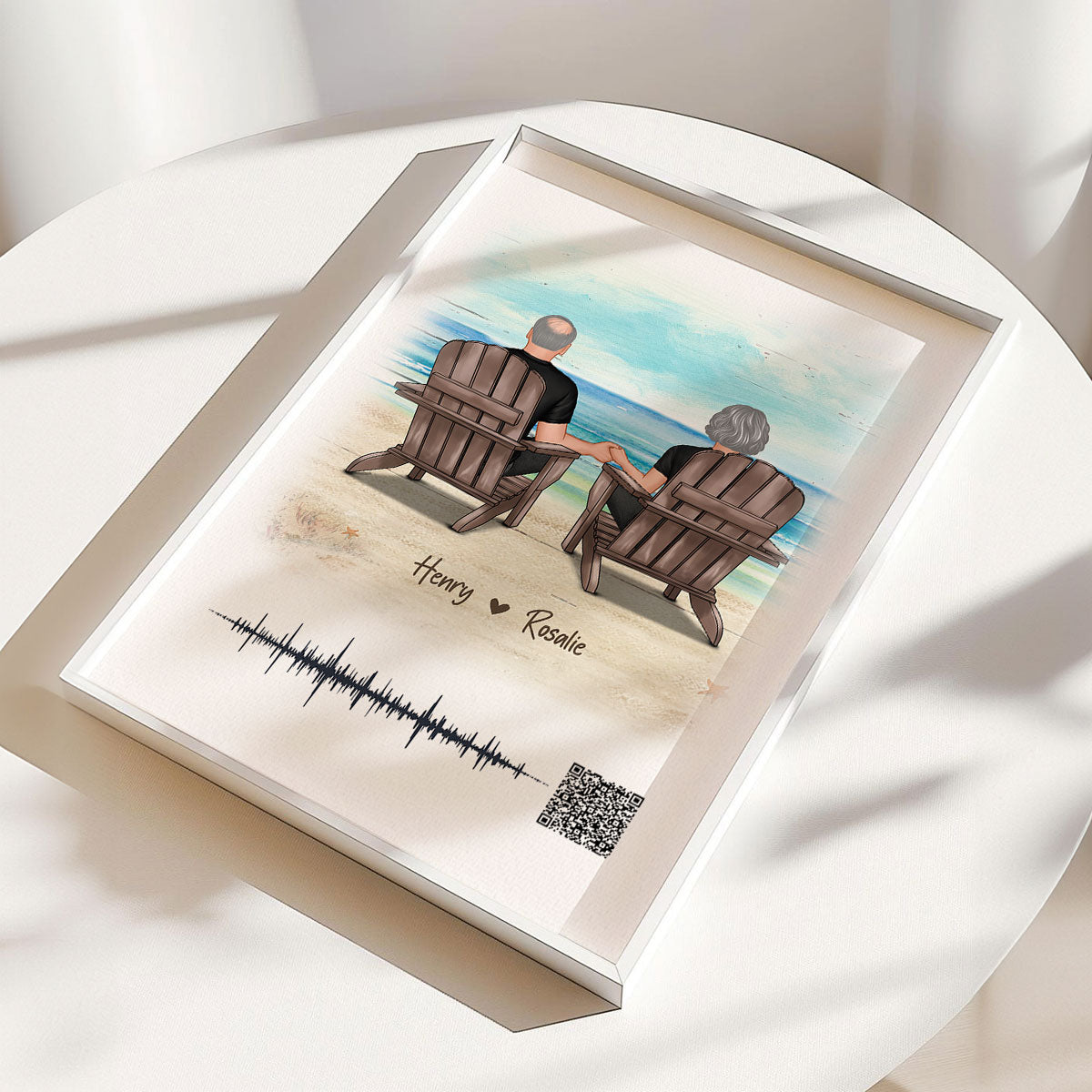 Couple Sitting on the Beach Soundwave Art Personalized Poster, Custom your Heartfelt Voice Message Just for Your Loved One, Gift for him, Gift for her