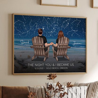 Eternal Love Couple Custom Star Map Landscape Personalized Poster, Heartfelt 2025 Anniversary Gift Wedding Gift For Couple, Husband, Wife, Dad, Mom