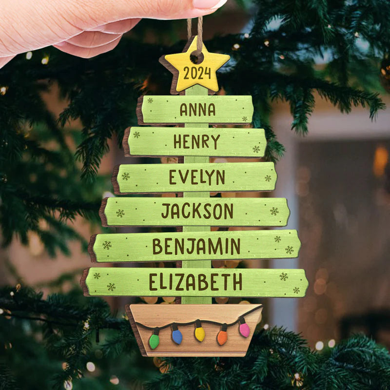 Love Makes A Family - Family Personalized Custom Ornament - Wood Custom Shaped - Christmas Gift For Family Members