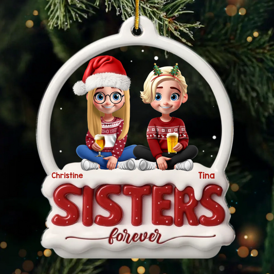 Custom Acrylic Ornament - Personalized Best Friend Christmas Birthday Gifts For Women, Besties, Sisters, BFF - Bestie Nights Glow With Cheer