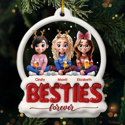 Custom Acrylic Ornament - Personalized Best Friend Christmas Birthday Gifts For Women, Besties, Sisters, BFF - Bestie Nights Glow With Cheer