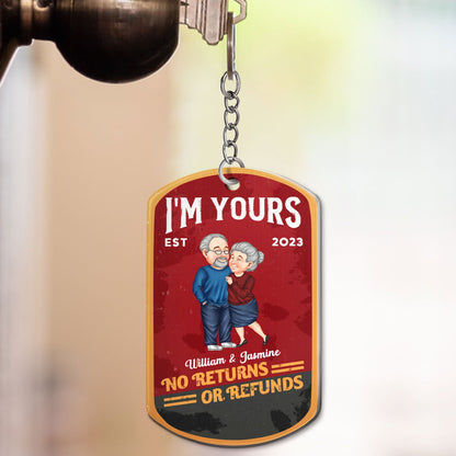 No Returns Or Refunds - Anniversary Gift For Spouse, Lover, Couple, Husband, Wife, Girlfriend, Boyfriend - Personalized Aluminum Keychain