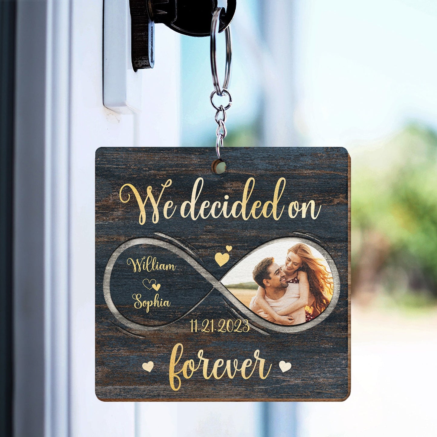 Custom Photo Couple My Heart Needed You - Anniversary Gift For Couples, Spouse, Lovers, Wife, Husband, Girlfriend, Boyfriend - Personalized Wooden Keychain