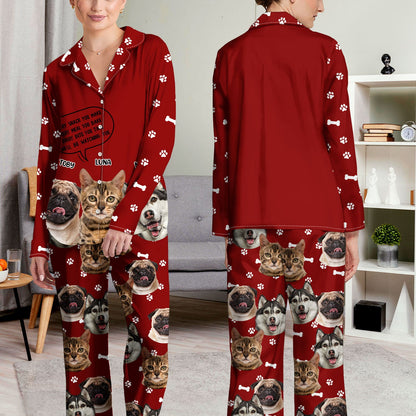 Custom Photo Dog Cat Watching You - Gift For Pet Lovers - Personalized Long Pajamas Set