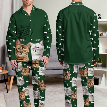 Custom Photo Dog Cat Watching You - Gift For Pet Lovers - Personalized Long Pajamas Set