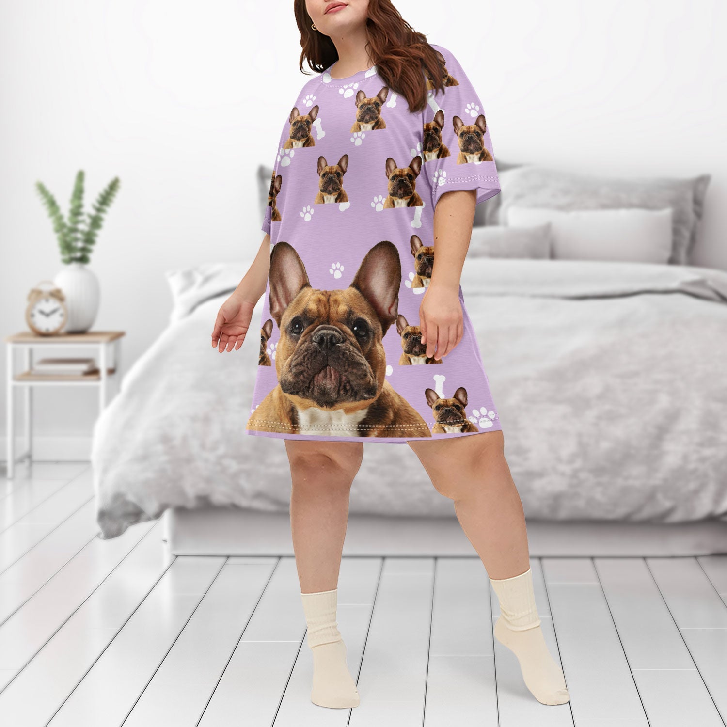 Custom Photo Dog Cat - Gift For Pet Lovers, Pet Mom - Personalized Women's Sleep Tee