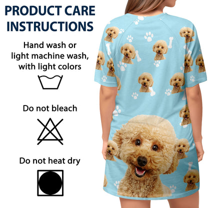 Custom Photo Dog Cat - Gift For Pet Lovers, Pet Mom - Personalized Women's Sleep Tee