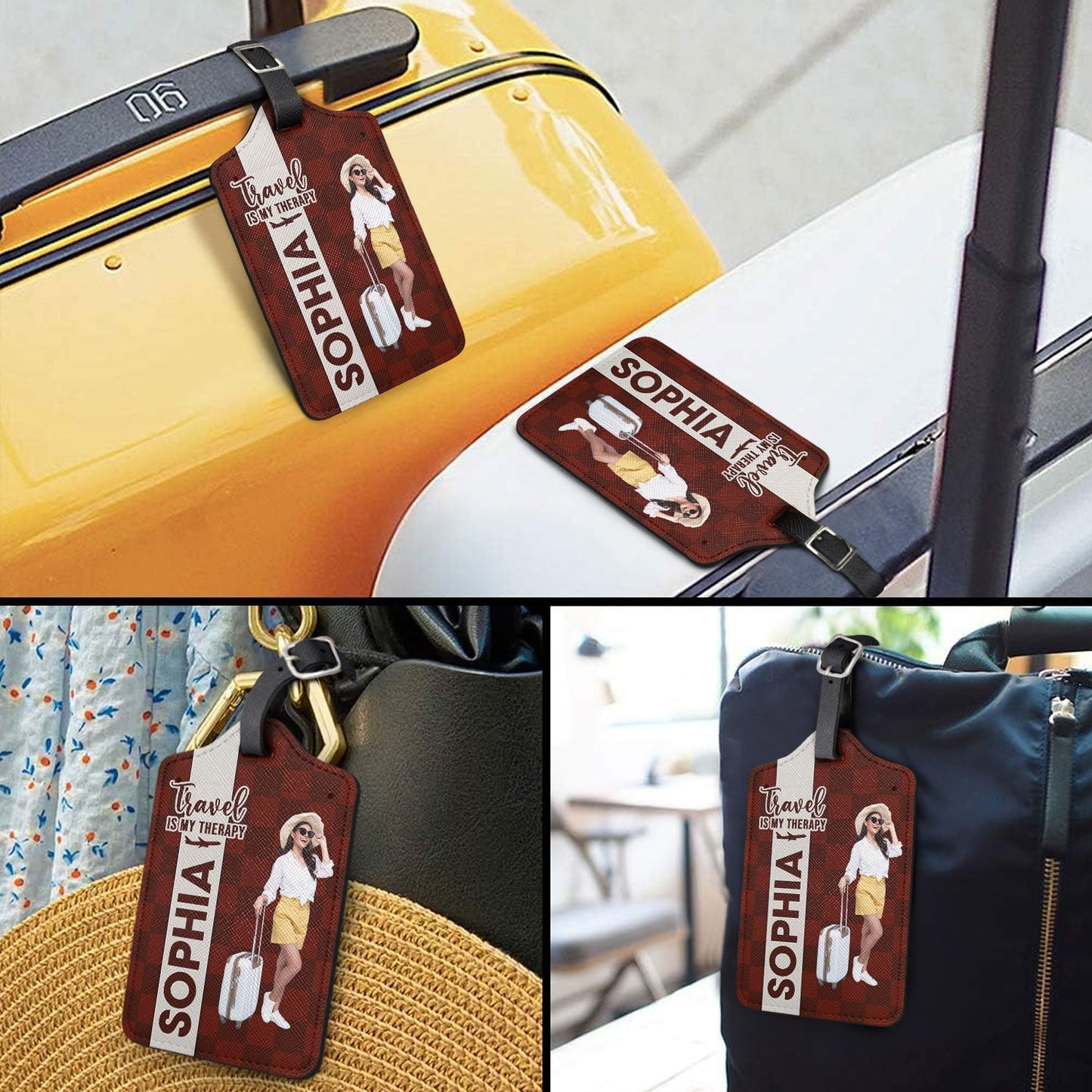 Custom Photo Collect Moments Not Things - Gift For Travellers, Travelling Lovers, Him, Her - Personalized Luggage Tag