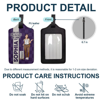 Custom Photo Collect Moments Not Things - Gift For Travellers, Travelling Lovers, Him, Her - Personalized Luggage Tag