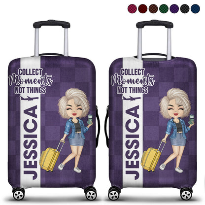 Collect Moments Not Things - Gift For Traveling Lovers, Travelers, Him, Her - Personalized Luggage Cover