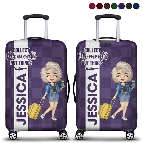 Collect Moments Not Things - Gift For Traveling Lovers, Travelers, Him, Her - Personalized Luggage Cover