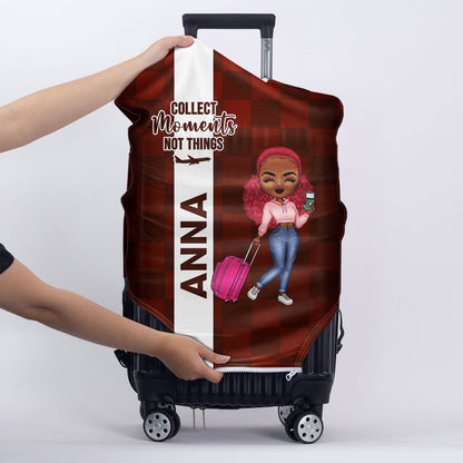 Collect Moments Not Things - Gift For Traveling Lovers, Travelers, Him, Her - Personalized Luggage Cover