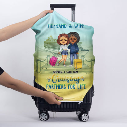 Husband & Wife Cruising Partners For Life - Gift For Couples - Personalized Luggage Cover