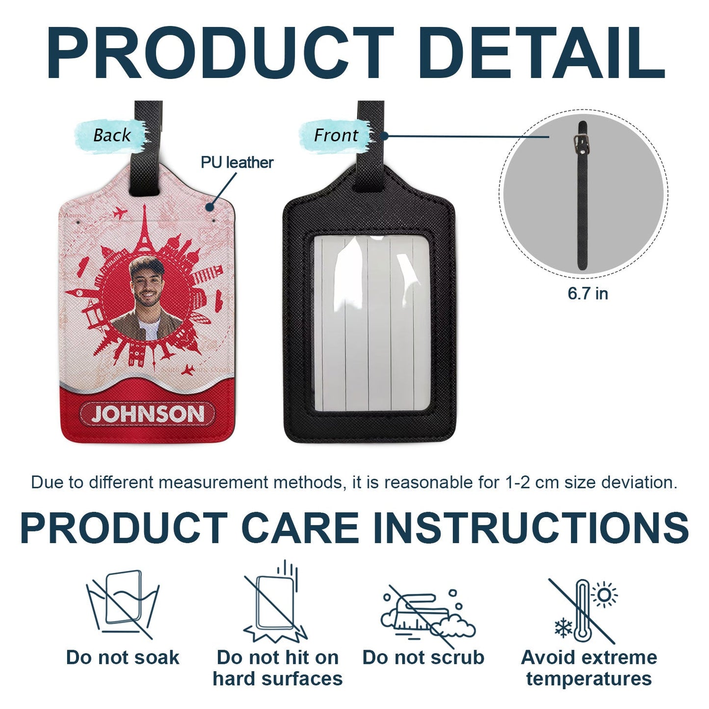 Custom Photo Travel Around The World - Gift For Traveling Lovers, Vacation Lovers, Travelers, Him, Her - Personalized Luggage Tag