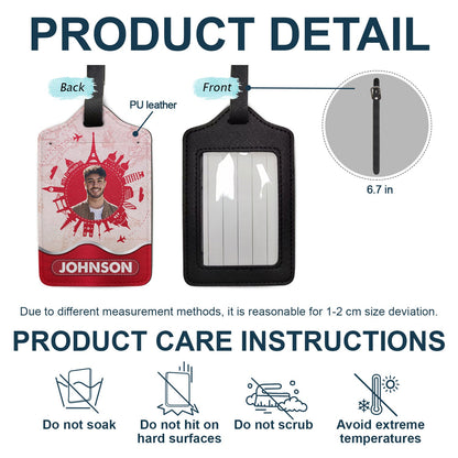 Custom Photo Travel Around The World - Gift For Traveling Lovers, Vacation Lovers, Travelers, Him, Her - Personalized Luggage Tag