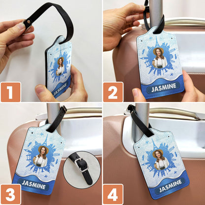 Custom Photo Travel Around The World - Gift For Traveling Lovers, Vacation Lovers, Travelers, Him, Her - Personalized Luggage Tag