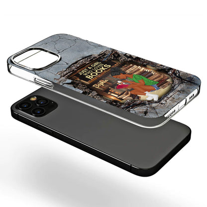 3D Cracked Wall Reading Girl Just A Girl Who Loves - Gift For Book Lovers - Personalized Clear Phone Case