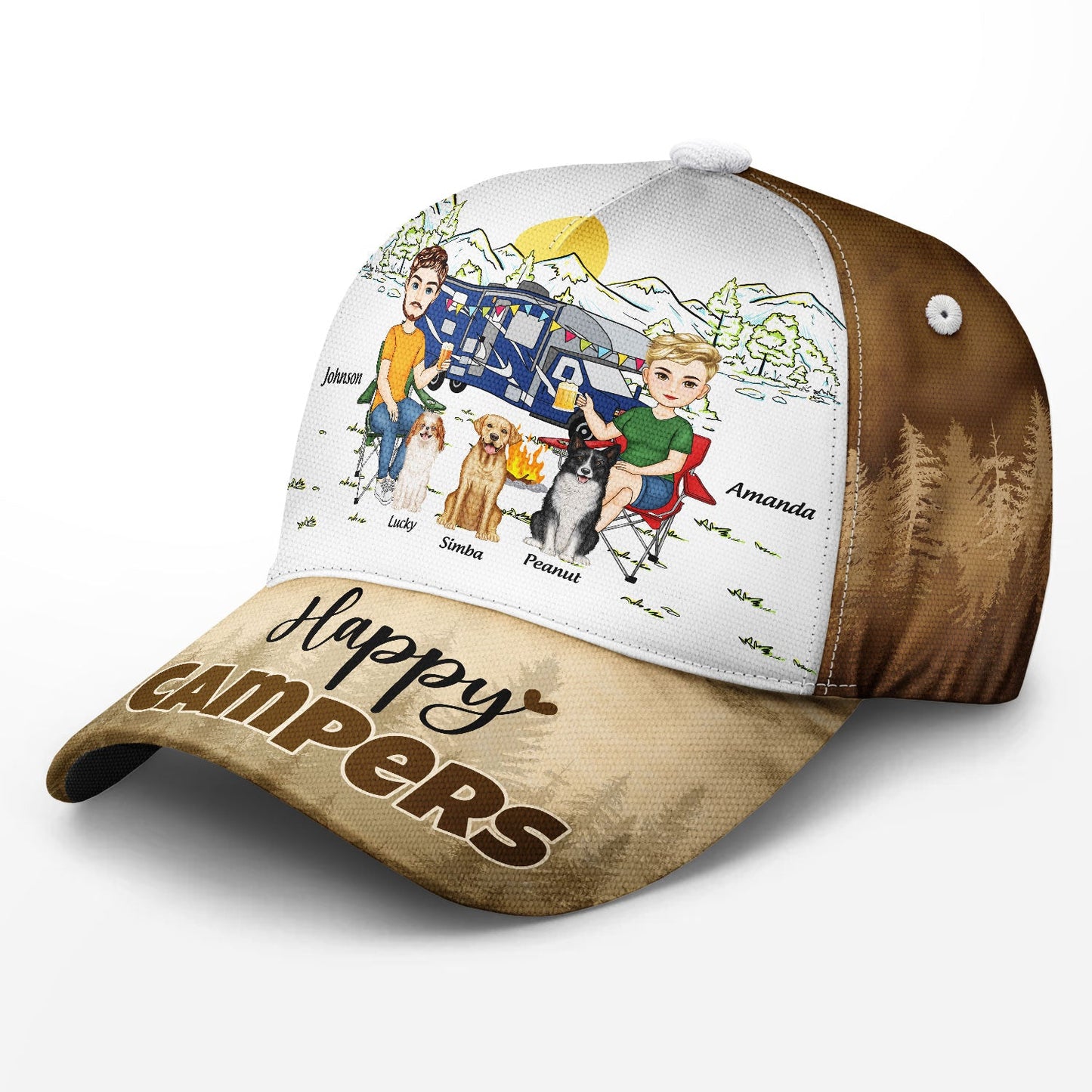Happy Campers - Gift For Couples Love Camping With Dog - Personalized Classic Cap