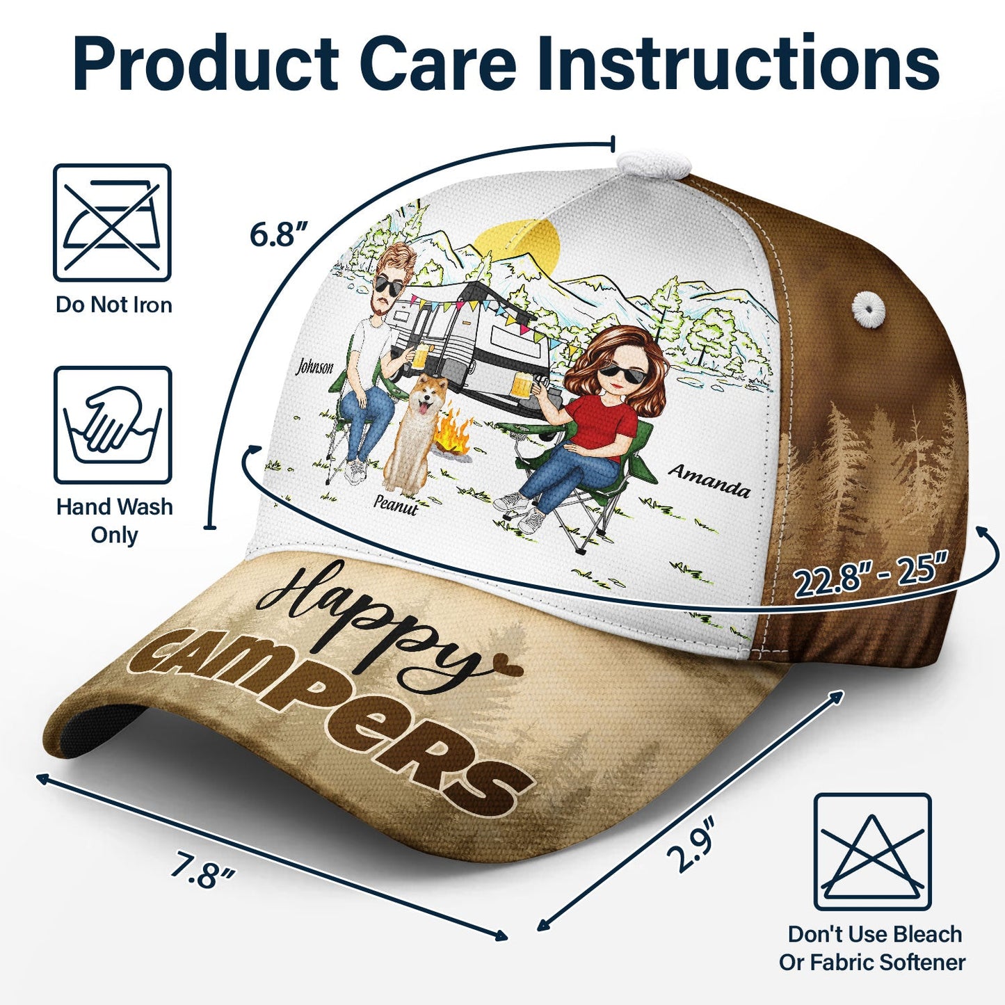 Happy Campers - Gift For Couples Love Camping With Dog - Personalized Classic Cap